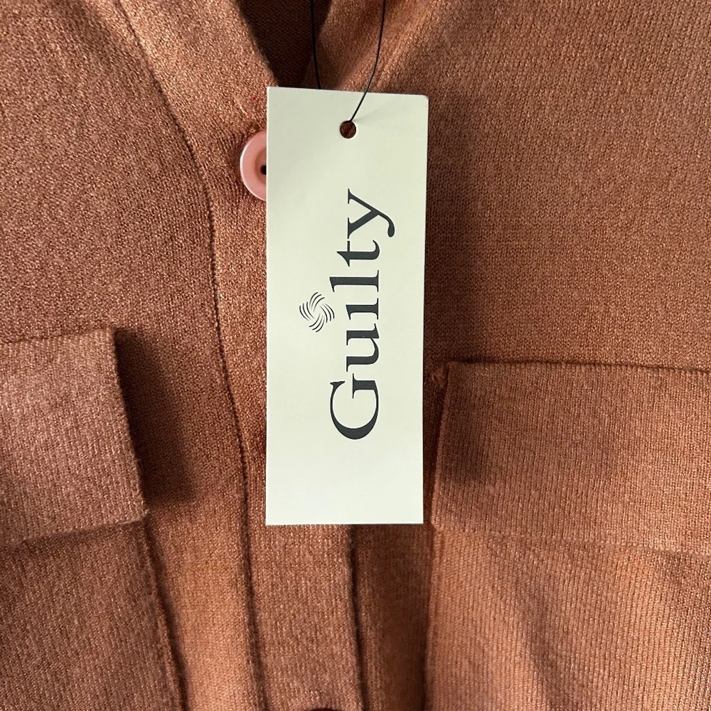 Guilty Lightweight Button Up Cardigan Carmel Women's Size Small fall soft cozy - Picture 6 of 11